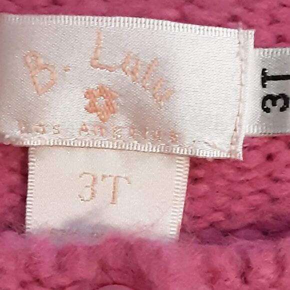 B. Lulu Los Angeles Pink Rose Embroidered Buttoned Sweater Cardigan Toddler 3T - Picture 6 of 12